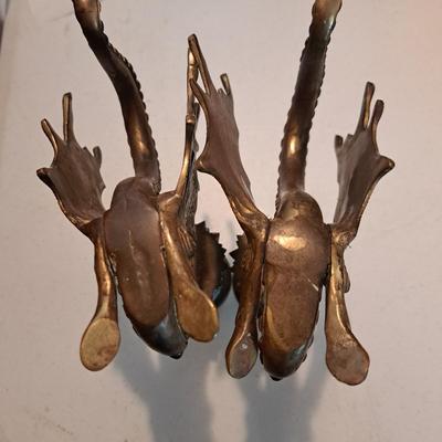 Pair of Vintage Brass & Enamel Dragon Candlesticks (BD-SD)