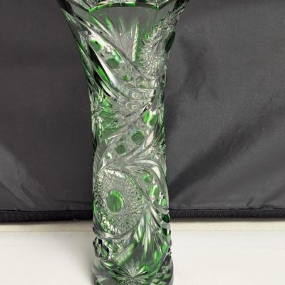 10 1/2" Tall Carved Bohemian Crystal Vase (DR)