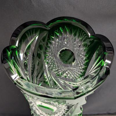 10 1/2" Tall Carved Bohemian Crystal Vase (DR)