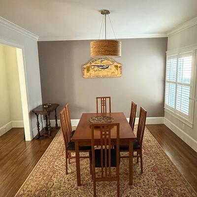 Cherry Wood Dining Table Set with 6 Chairs Brown Rectangular 7-Piece