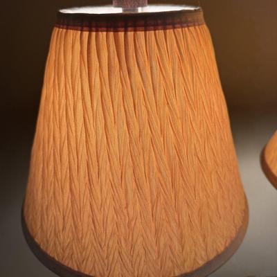 Elegant Table Lamps Set with Beige Pleated Shades & Dark Wood Bases