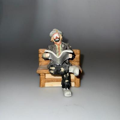 Flambro EMMETT KELLY JR Clown Figurine Reading Newspaper “BIG BUSINESS