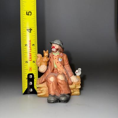 Emmett Kelly Jr Figurine with Forest Animals Vintage Collecters Piece