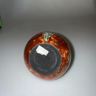 Gemstone Globe Paper Weight 3.25" Diameter w/ Inlaid Semi-Precious Stones