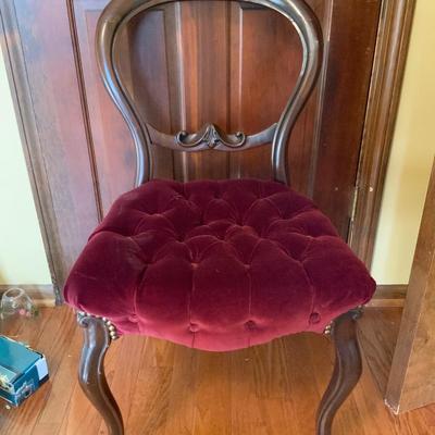 Vintage Chair with Dark Red padded seat