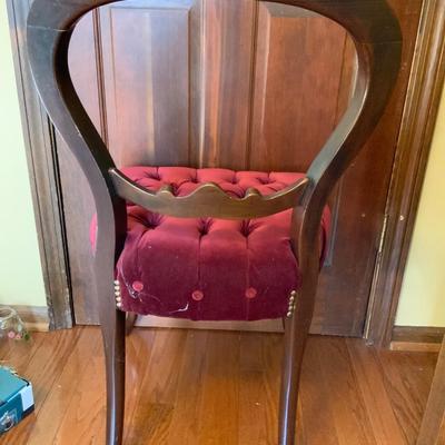 Vintage Chair with Dark Red padded seat