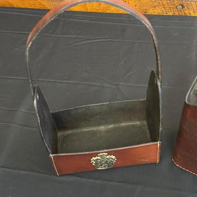 Lot Made in England, Vintage Jam Jar and Modern Leather Scotch & Rye Decanters