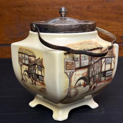 Lot Made in England, Vintage Jam Jar and Modern Leather Scotch & Rye Decanters