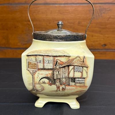 Lot Made in England, Vintage Jam Jar and Modern Leather Scotch & Rye Decanters