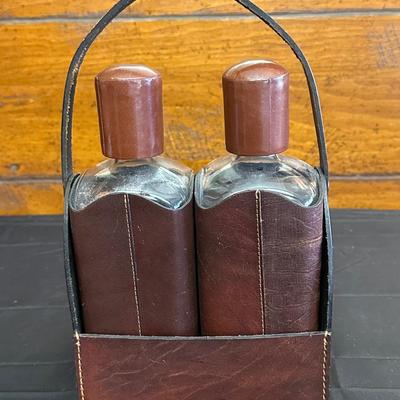 Lot Made in England, Vintage Jam Jar and Modern Leather Scotch & Rye Decanters