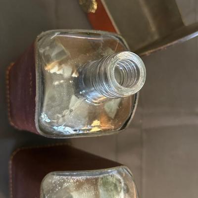 Lot Made in England, Vintage Jam Jar and Modern Leather Scotch & Rye Decanters