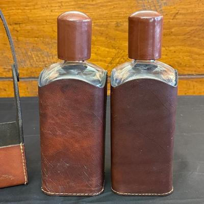 Lot Made in England, Vintage Jam Jar and Modern Leather Scotch & Rye Decanters