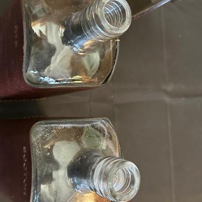 Lot Made in England, Vintage Jam Jar and Modern Leather Scotch & Rye Decanters