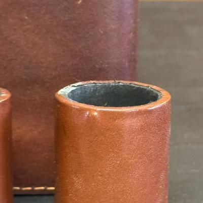 Lot Made in England, Vintage Jam Jar and Modern Leather Scotch & Rye Decanters