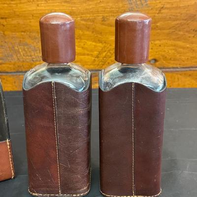 Lot Made in England, Vintage Jam Jar and Modern Leather Scotch & Rye Decanters