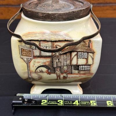 Lot Made in England, Vintage Jam Jar and Modern Leather Scotch & Rye Decanters