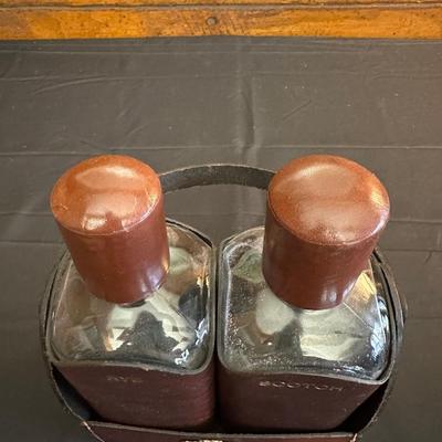 Lot Made in England, Vintage Jam Jar and Modern Leather Scotch & Rye Decanters