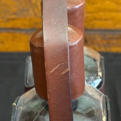 Lot Made in England, Vintage Jam Jar and Modern Leather Scotch & Rye Decanters