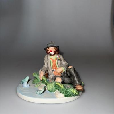Vintage EMMETT KELLY JR Fish at the Pond Porcelain Figurine Hobo Clown FLAMBRO
