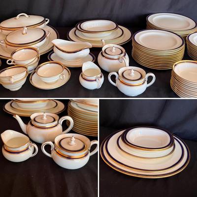 75 Piece Cauldon China Blue/White Dinnerware Set (D-RG)