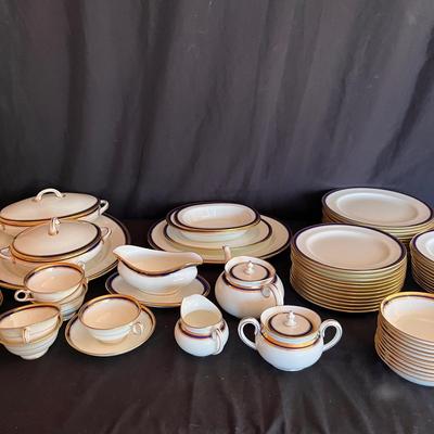 75 Piece Cauldon China Blue/White Dinnerware Set (D-RG)