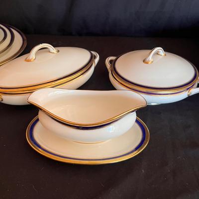 75 Piece Cauldon China Blue/White Dinnerware Set (D-RG)