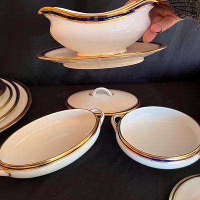 75 Piece Cauldon China Blue/White Dinnerware Set (D-RG)