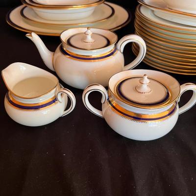 75 Piece Cauldon China Blue/White Dinnerware Set (D-RG)