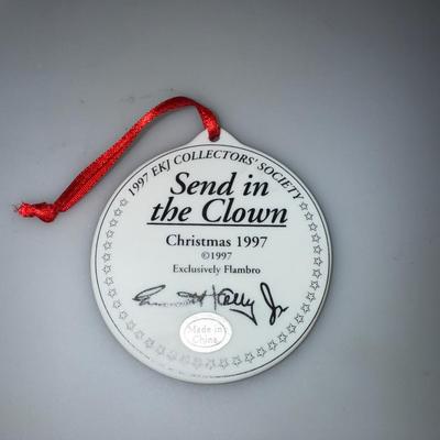 1997 SEND IN THE CLOWN EMMETT KELLY COLLECTOR SOCIETY CHRISTMAS ORNAMENT FLAMBRO