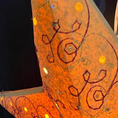 Boho Footstool, Rag Rug & Paper Lantern Light (D-RG)
