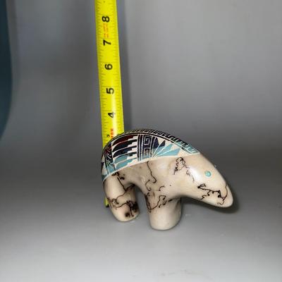 Vintage Navajo Native American Horsehair Pottery Bear Figure