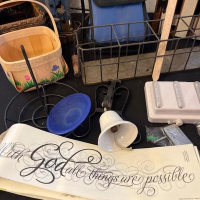 Bird bath with pump, cardinal table, cabinet, etc