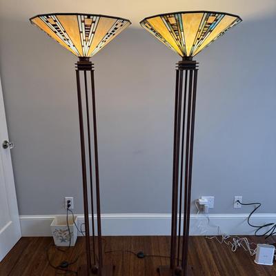 Meyda Tiffany Art Deco Mission Floor Lamp Set Multicolor LED