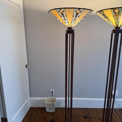Meyda Tiffany Art Deco Mission Floor Lamp Set Multicolor LED