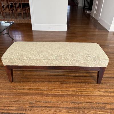 IKEA Beige Upholstered Bench with Wooden Legs for Entryway