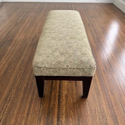 IKEA Beige Upholstered Bench with Wooden Legs for Entryway