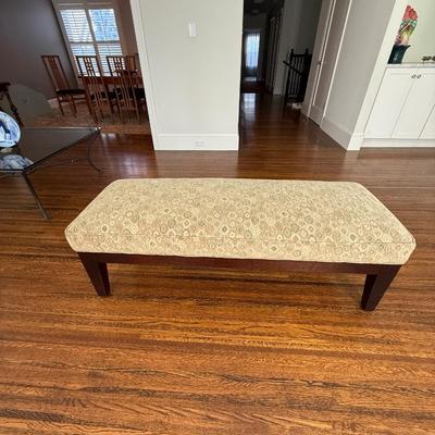IKEA Beige Upholstered Bench with Wooden Legs for Entryway