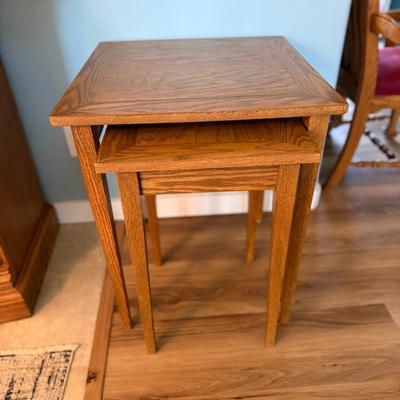 2pc. Walnut Wood Side Table Set
