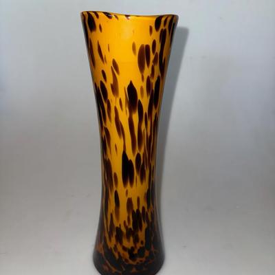 Vintage Soliflor Bud Glass Vase 14k Flakes Murano Leopard 1