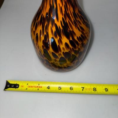 Vintage Soliflor Bud Glass Vase 14k Flakes Murano Leopard 1