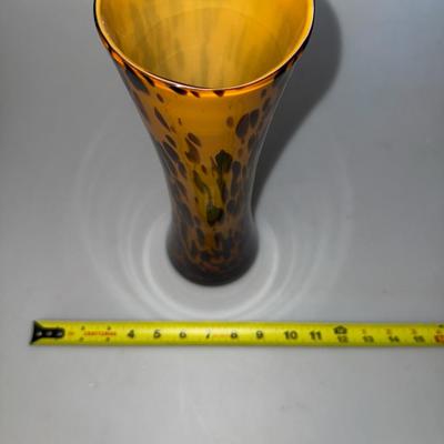 Vintage Soliflor Bud Glass Vase 14k Flakes Murano Leopard 1