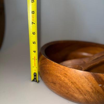 Wood Serving Bowl With Serving Tongs Spoon Set