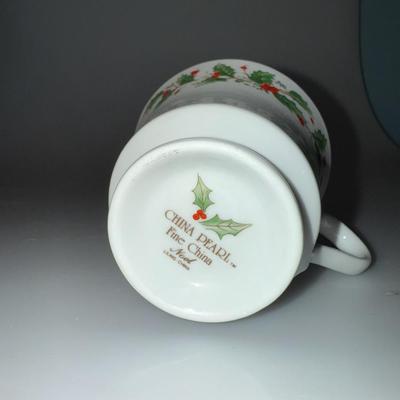 Noel China Pearl Fine China Christmas Plates, bowl, and platter set