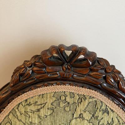 Henredon Louis XVI Mahogany Side Chair Green Floral Upholstery Antique