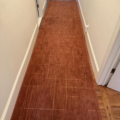 Modern Orange Geometric Rug 4 x 16 ft Hallway Runner