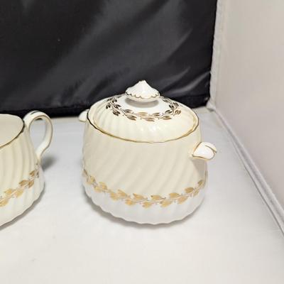 Minton Bone China Gold Cheviot Coffee Pot With Creamer & Sugar Set (DR)