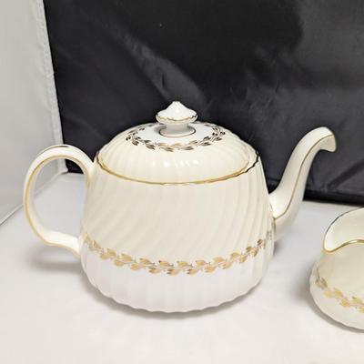 Minton Bone China Gold Cheviot Coffee Pot With Creamer & Sugar Set (DR)