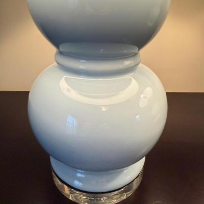 Robert Abbey Blue Ceramic Gourd Table Lamps Set of 2 with Shades