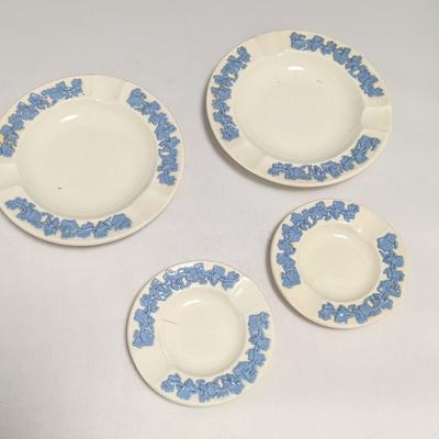 Vintage Wedgwood Etruria Barlaston England Embossed Queensware Round Ashtrays #48