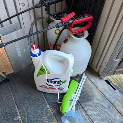 Chemical bottles and Round up lot